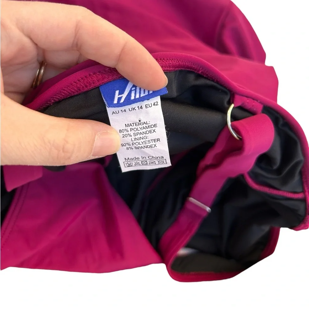Hilor one piece swim dress dark‎ pink size 10 underwire